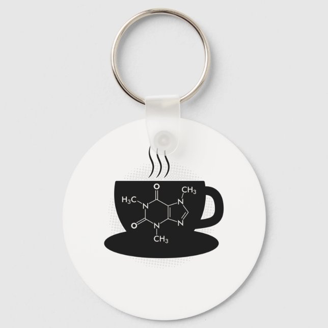 Chemistry Caffeine Molecule Key Ring (Front)