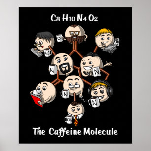 Chemistry Caffeine Molecule Science Coffee Geek Poster