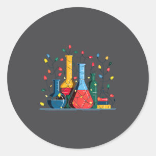 Chemistry Christmas Lights Lover Chemist Science L Classic Round Sticker