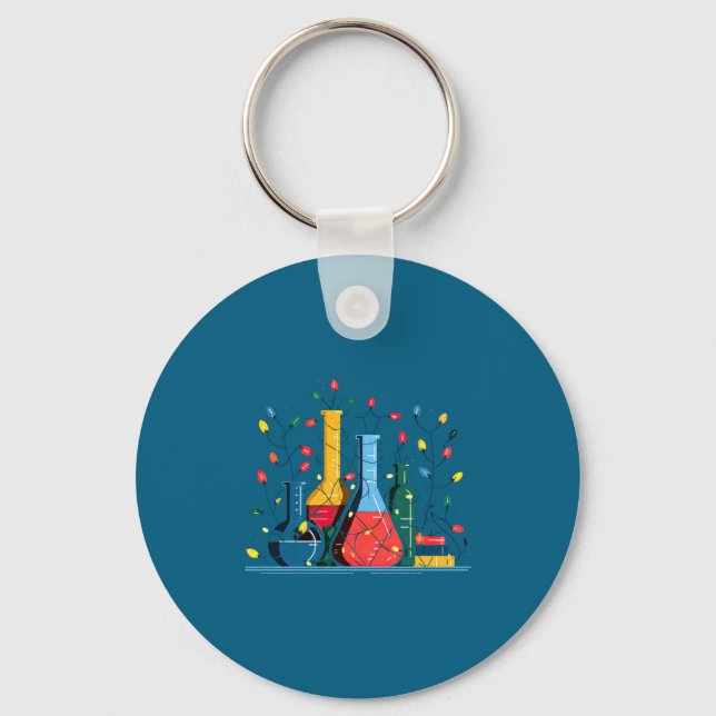 Chemistry Christmas Lights Lover Chemist Science L Key Ring (Front)