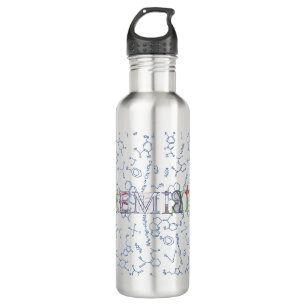 Chemistry diagram pattern and typography 710 ml wa 710 ml water bottle