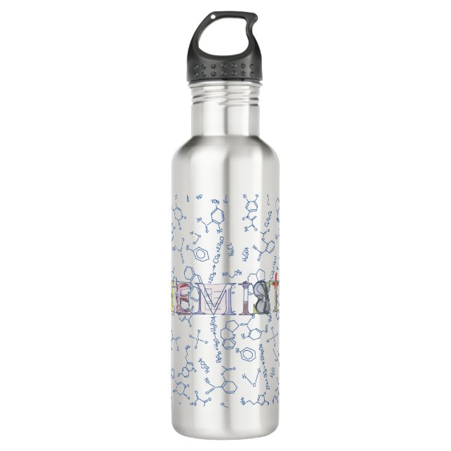 Chemistry diagram pattern and typography 710 ml wa water bottle (Front)