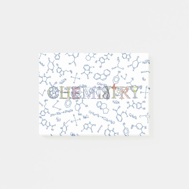 Chemistry diagram pattern and typography post-it n notes (Front)