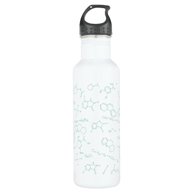 Chemistry diagrams design in green 710 ml water bottle (Front)