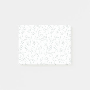 Chemistry diagrams design in green post-it notes