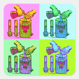 Chemistry Displacement Pop Art Square Sticker