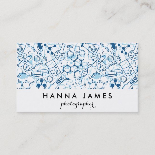 Chemistry Doodle Pad Drawing Personalised Text Business Card (Front)