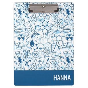 Chemistry Doodle Pattern Personalized Name Clipboard