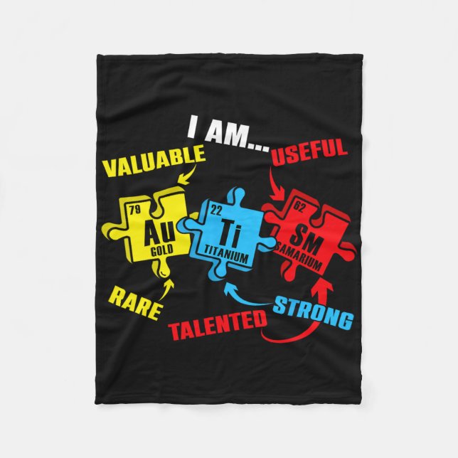 Chemistry Elements Periodic Table Puzzle Autism Aw Fleece Blanket (Front)
