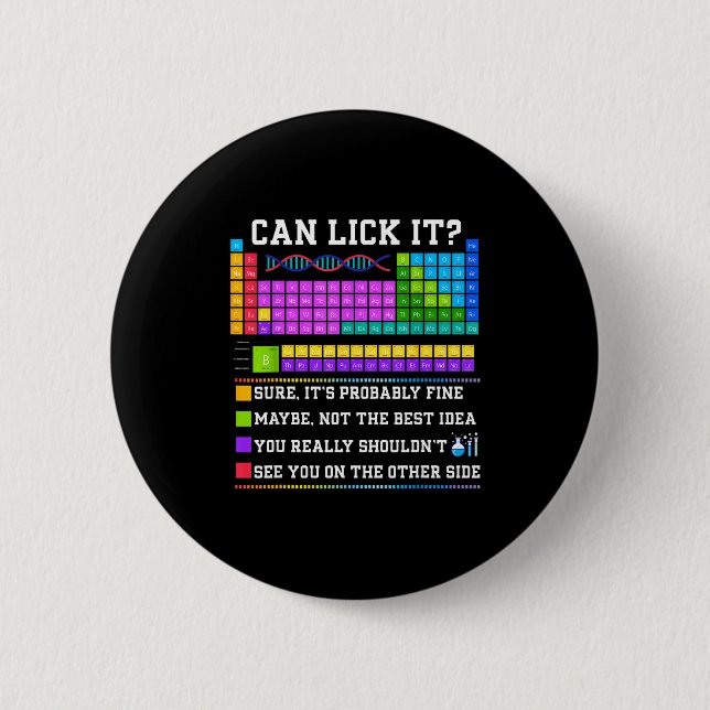 Chemistry Elements Teacher Can I Lick It Periodic  6 Cm Round Badge (Front)