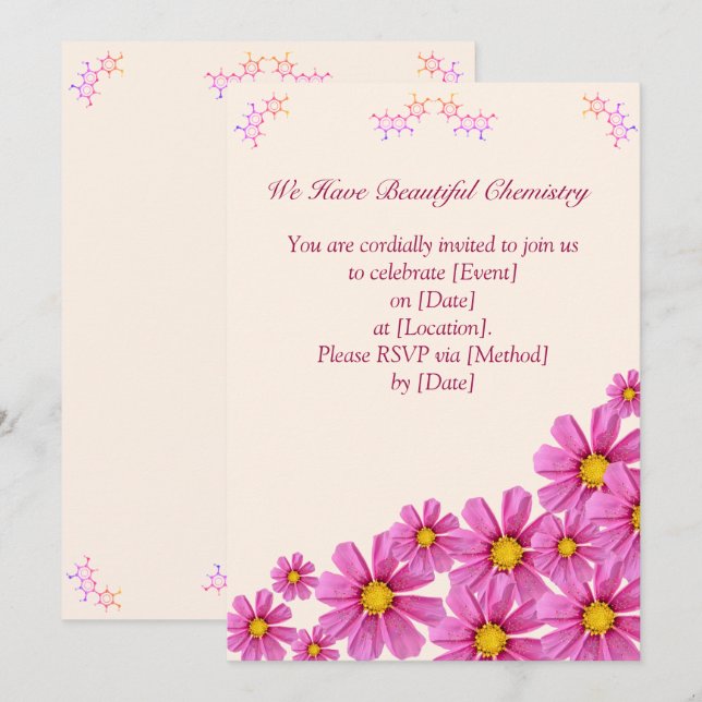 Chemistry Flower Party Invitation (Front/Back)