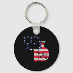 Chemistry Independence Day Patriotic USA Flag 4th Key Ring