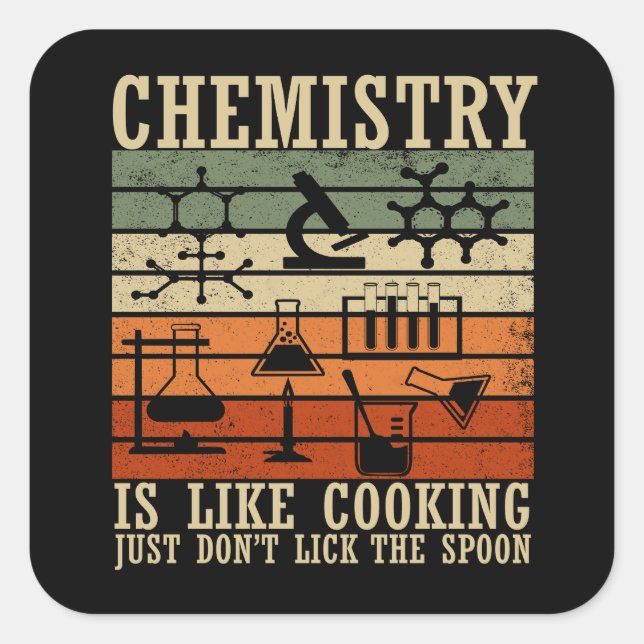 chemistry is like cooking vintage chemist square sticker (Front)
