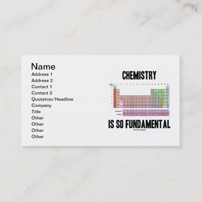 Chemistry Is So Fundamental (Periodic Table) Business Card (Front)