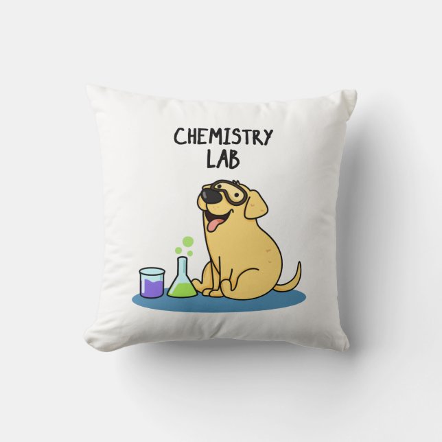 Chemistry Lab Funny Labrador Dog Pun  Cushion (Front)