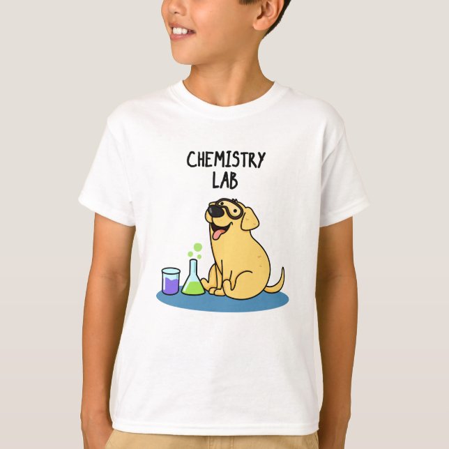 Chemistry Lab Funny Labrador Dog Pun  T-Shirt (Front)