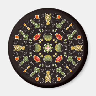 Chemistry Lab Science Botanical Pattern Magnet