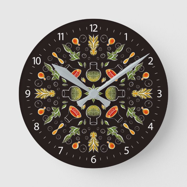 Chemistry Lab Science Botanical Pattern Round Clock (Front)