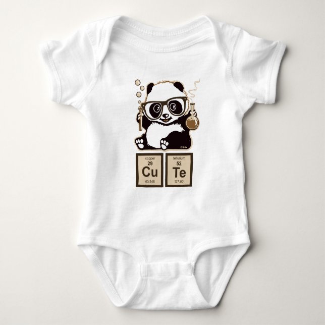 Chemistry panda discovered cute baby bodysuit (Front)