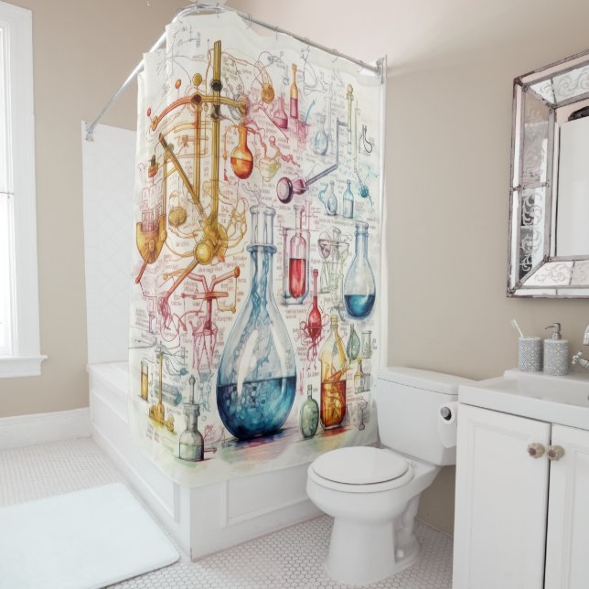 Chemistry Paper Shower Curtain (In Situ)