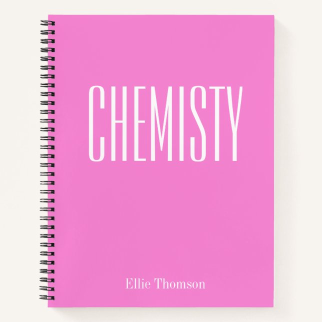 Chemistry | Personalised Pink School Graph Paper Notebook (Front)