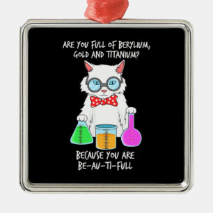 Chemistry Pun Student Loves Cat Metal Tree Decoration