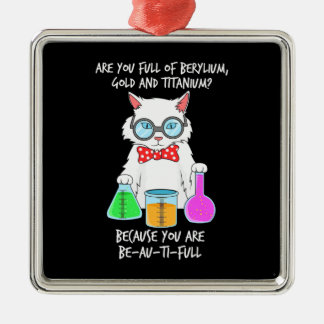 Chemistry Pun Student Loves Cat Metal Tree Decoration