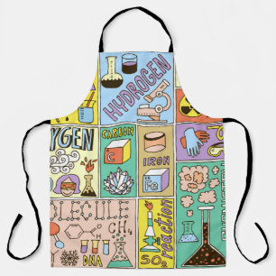 Chemistry Science Banners set. Colour Hand Drawn v Apron