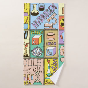 Chemistry Science Banners set. Colour Hand Drawn v Bath Towel