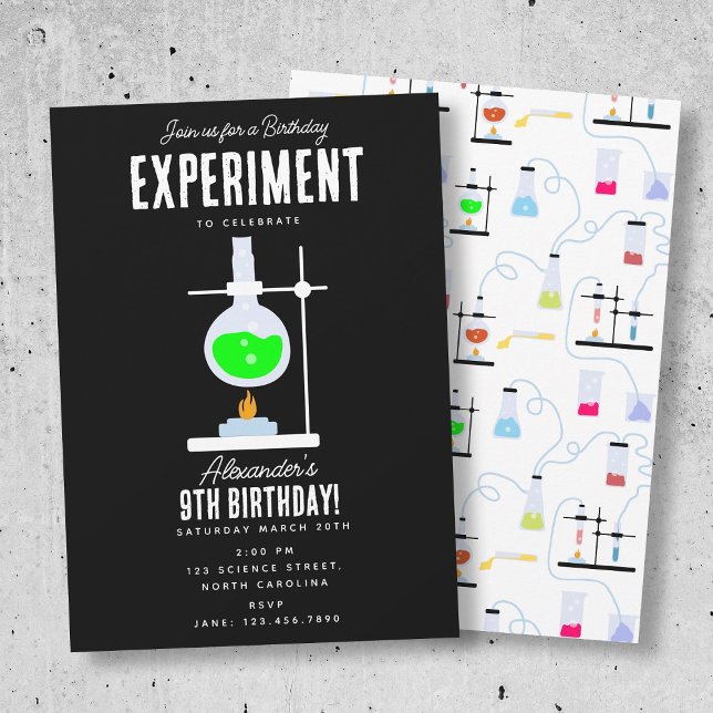 Chemistry Science Experiment Kids Birthday Party  Invitation (Chemistry Science Experiment Kids Birthday Party Invitation)