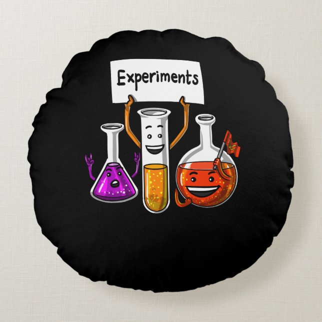 Chemistry Science Funny Experiments School Joke Round Cushion (Front)