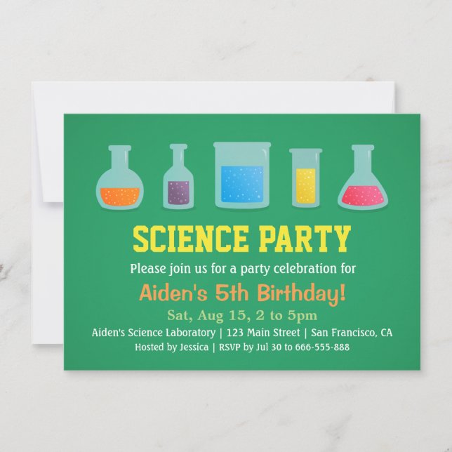 Chemistry Science Kids Birthday Party Invitations (Front)