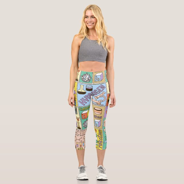 Chemistry Science Vintage Illustration Set Capri Leggings (Front)