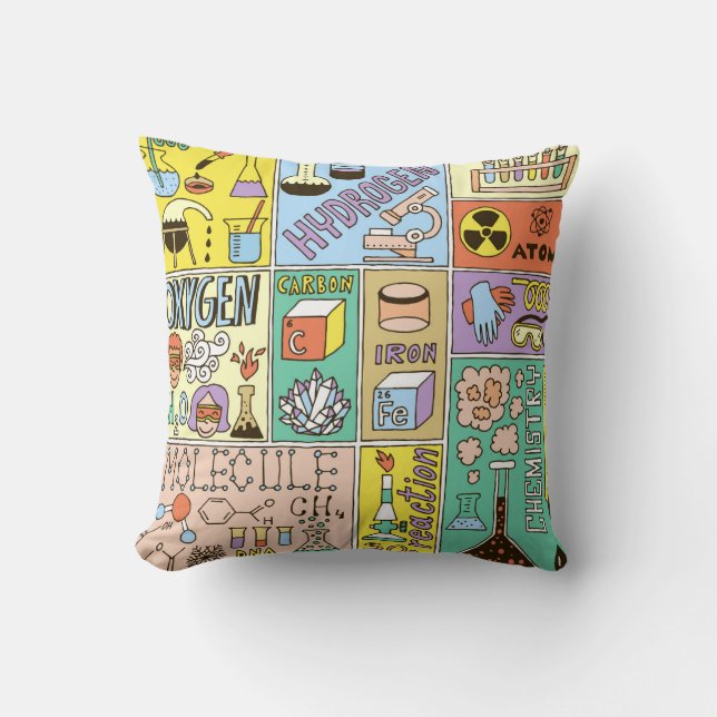 Chemistry Science Vintage Illustration Set Cushion (Front)