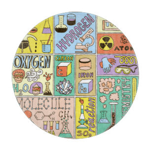 Chemistry Science Vintage Illustration Set Cutting Board