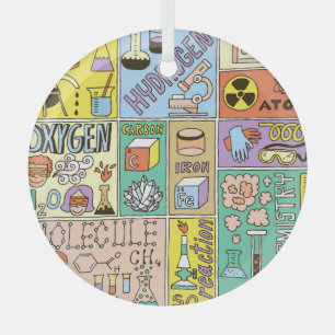 Chemistry Science Vintage Illustration Set Glass Tree Decoration