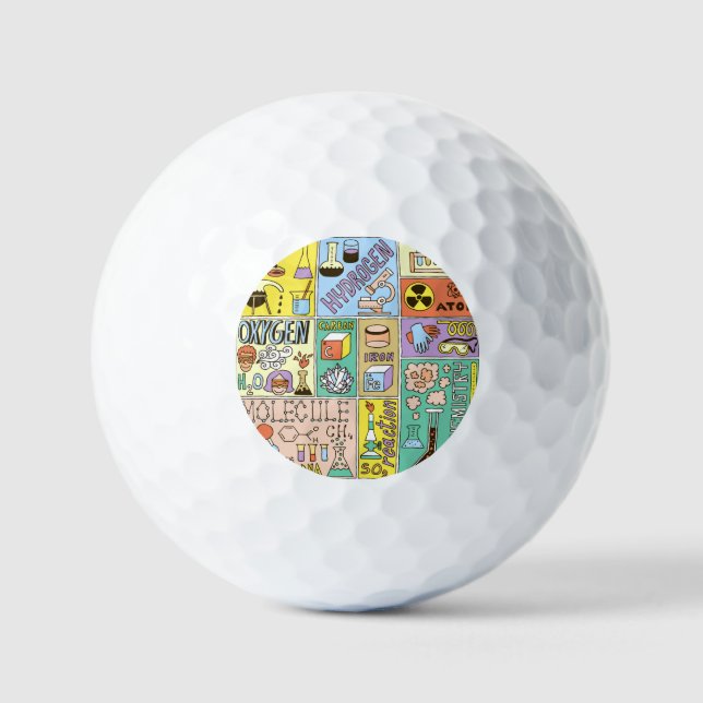 Chemistry Science Vintage Illustration Set Golf Balls (Front)