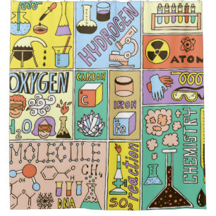 Chemistry Science Vintage Illustration Set Shower Curtain