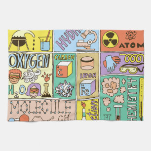 Chemistry Science Vintage Illustration Set Tea Towel