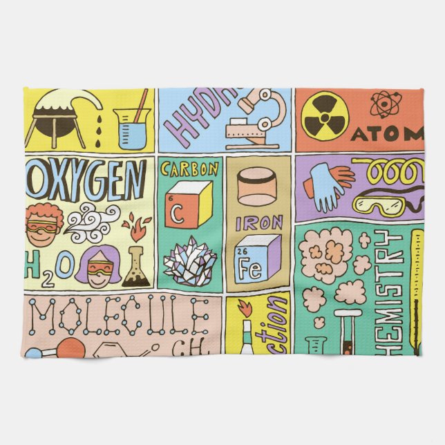 Chemistry Science Vintage Illustration Set Tea Towel (Horizontal)