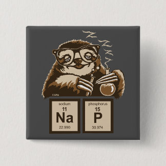 Chemistry sloth discovered nap 15 cm square badge