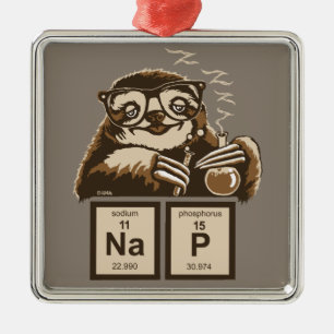Chemistry sloth discovered nap metal tree decoration