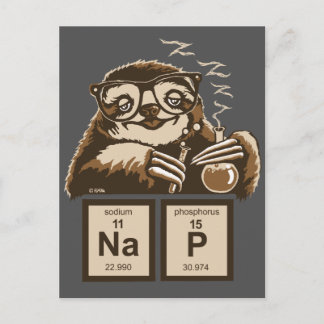 Chemistry sloth discovered nap postcard
