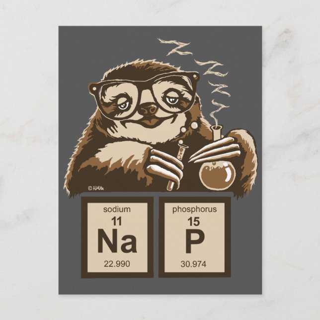 Chemistry sloth discovered nap postcard (Front)