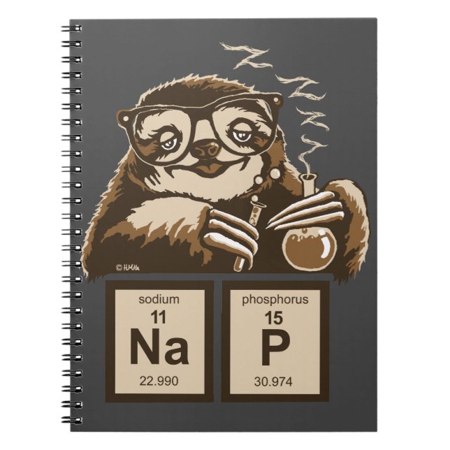 Chemistry sloth discovered nap spiral notebook (Front)