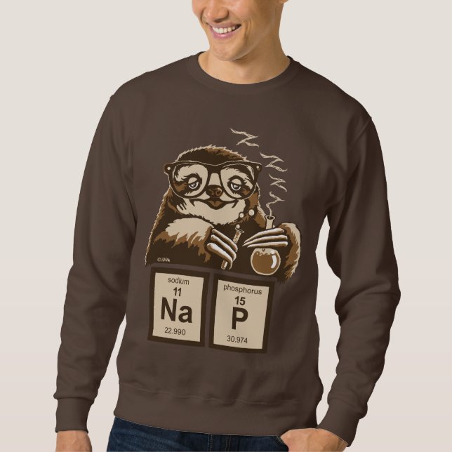 Chemistry sloth discovered nap sweatshirt (Front)