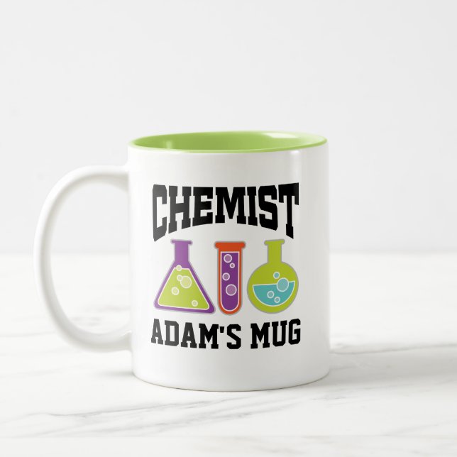Chemistry Teacher Chemist Personalized Gift Two-Tone Coffee Mug (Left)