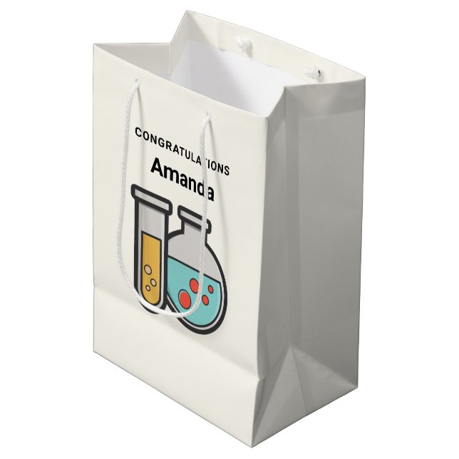 Chemistry Test Tube and Beaker Congratulations Medium Gift Bag (Front Angled)