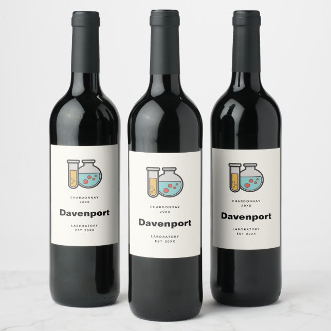 Chemistry Test Tube and Beaker Funny Wine Making Label (Bottles)