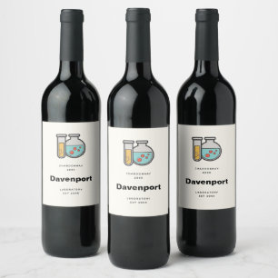 Chemistry Test Tube and Beaker Funny Wine Making Wine Label